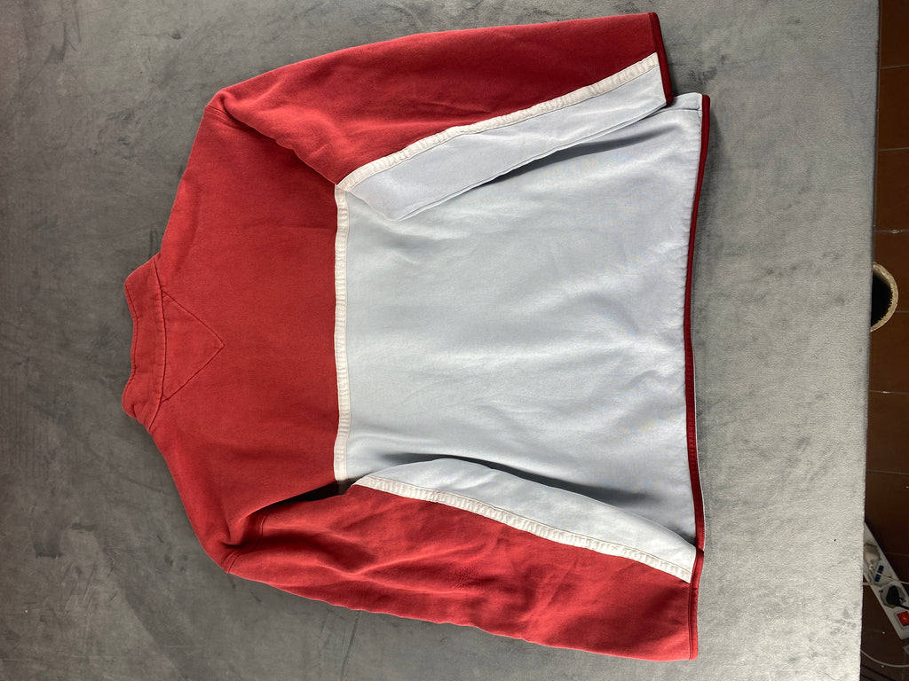 Felpa mezza zip in pile Tommy Hilfiger rossa vintage – Uomo Taglia L