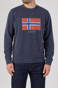 Felpa girocollo Napapijri blu navy con bandiera vintage – Uomo Taglia XL