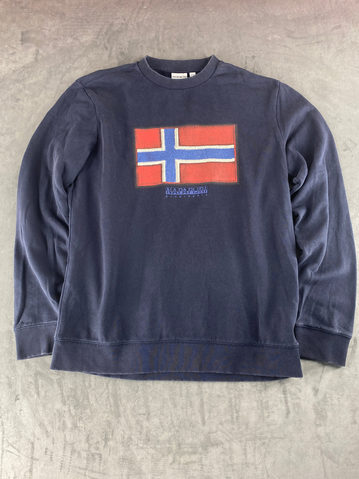 Felpa girocollo Napapijri blu navy con bandiera vintage – Uomo Taglia XL
