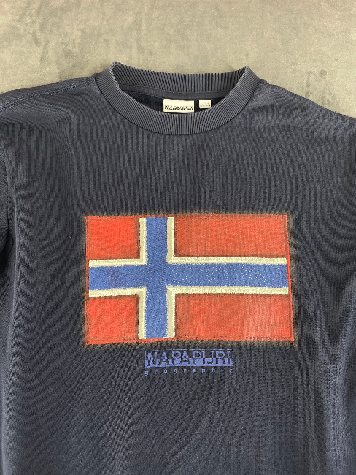 Felpa girocollo Napapijri blu navy con bandiera vintage – Uomo Taglia XL
