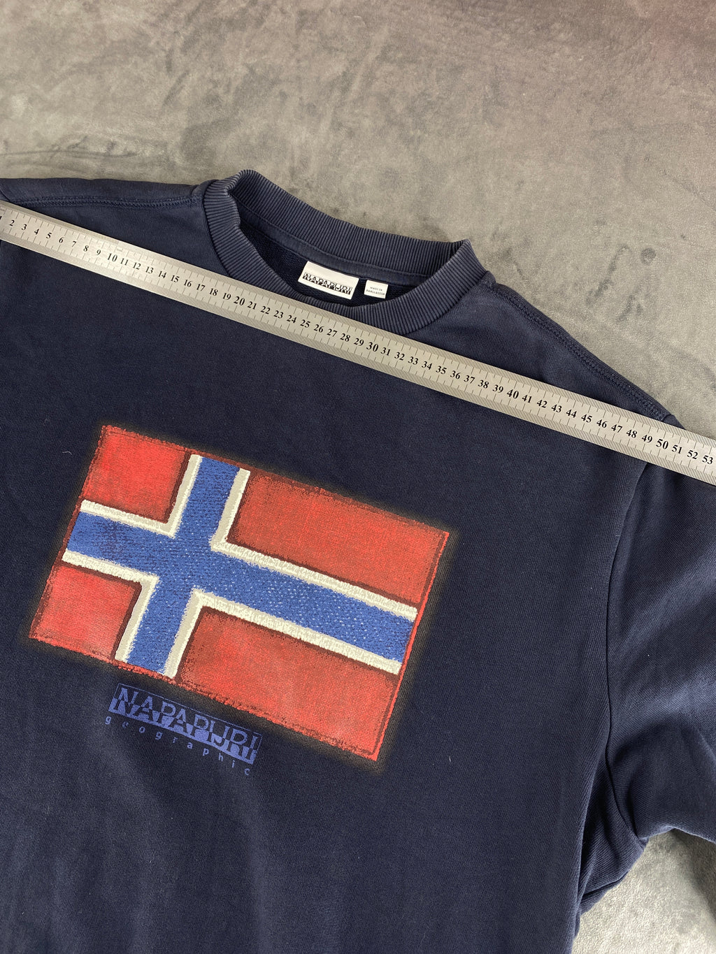 Felpa girocollo Napapijri blu navy con bandiera vintage – Uomo Taglia XL