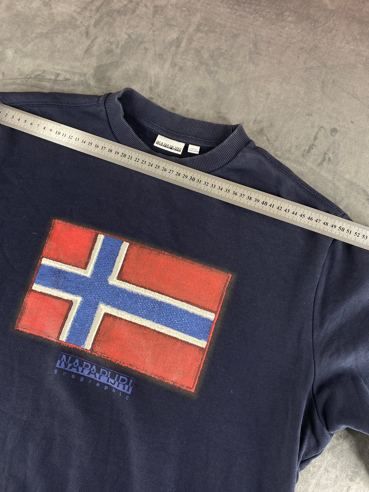 Felpa girocollo Napapijri blu navy con bandiera vintage – Uomo Taglia XL
