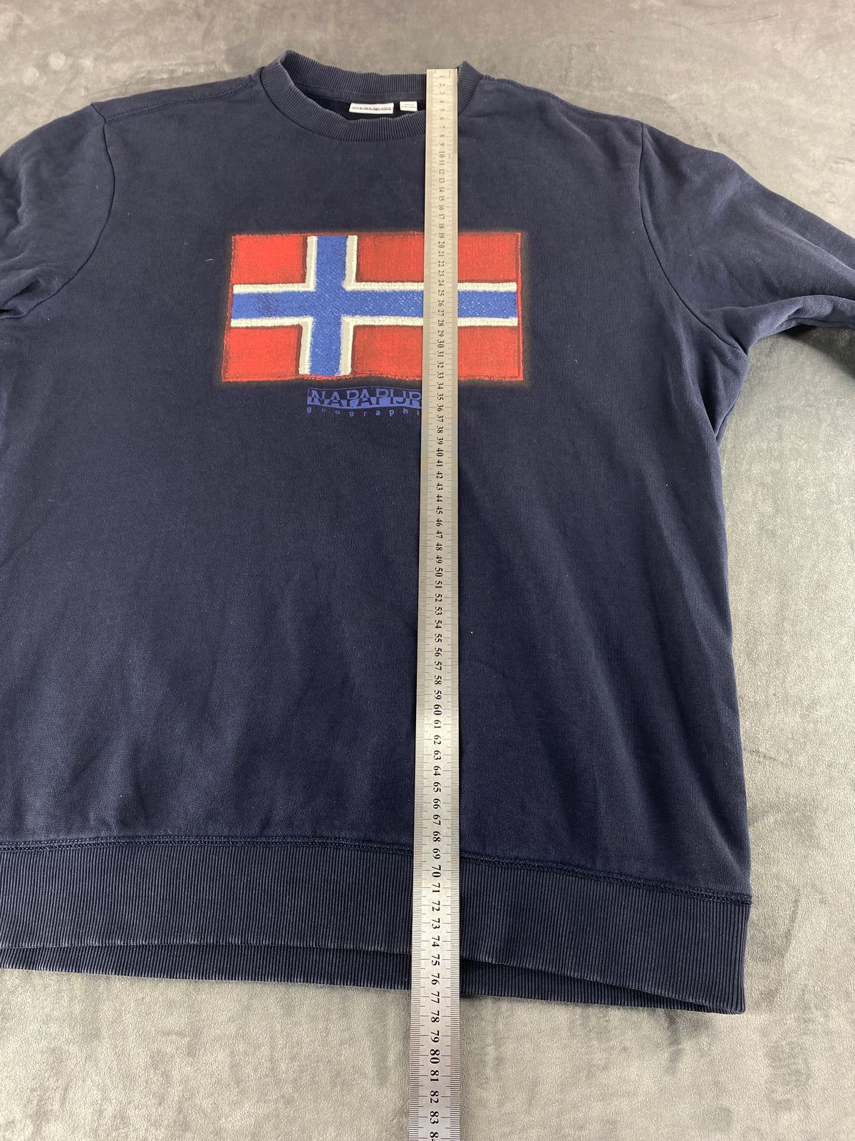 Felpa girocollo Napapijri blu navy con bandiera vintage – Uomo Taglia XL