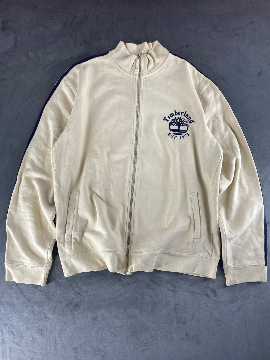 Felpa full-zip Timberland panna vintage – Uomo Taglia XL
