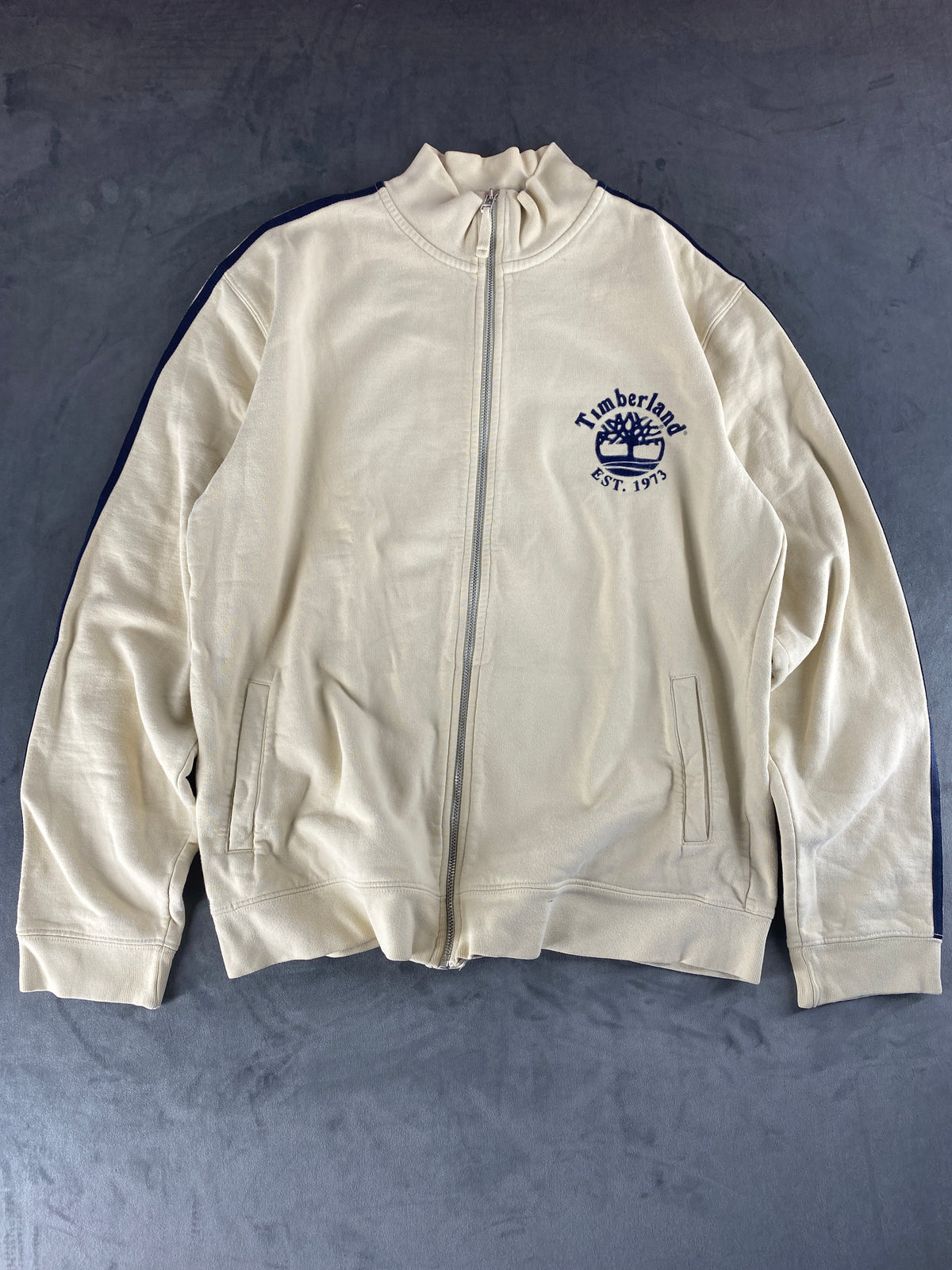 Felpa full-zip Timberland panna vintage – Uomo Taglia XL