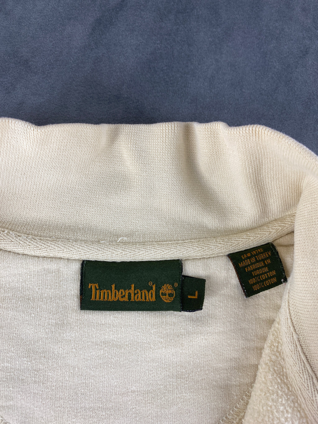 Felpa full-zip Timberland panna vintage – Uomo Taglia XL