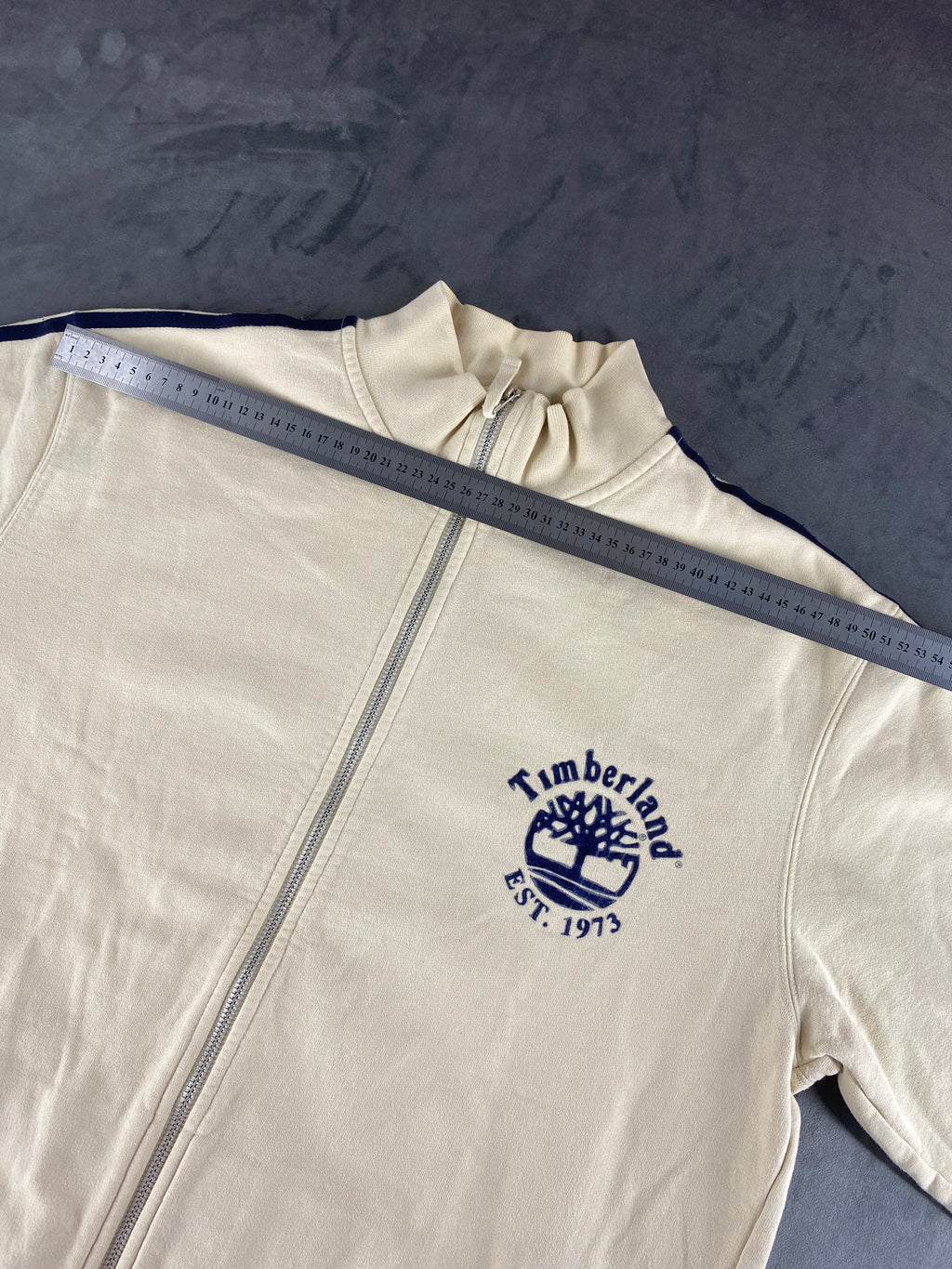 Felpa full-zip Timberland panna vintage – Uomo Taglia XL