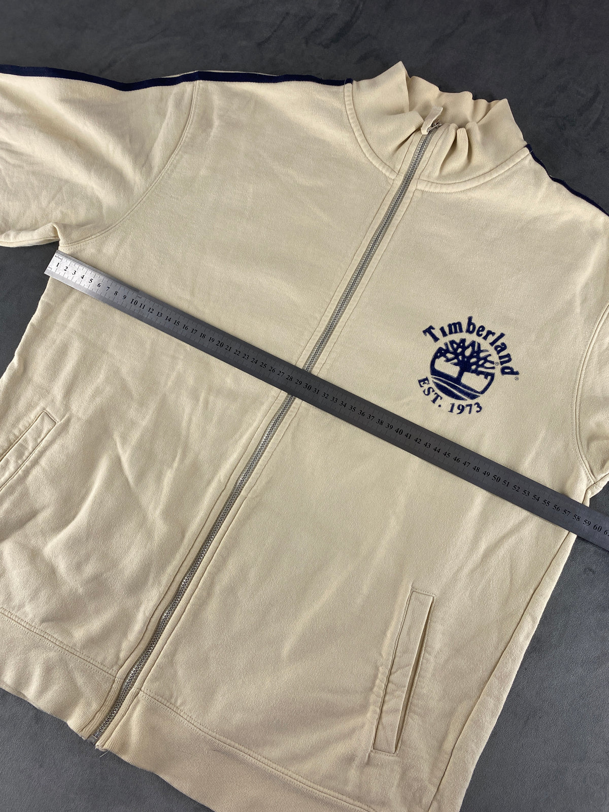 Felpa full-zip Timberland panna vintage – Uomo Taglia XL