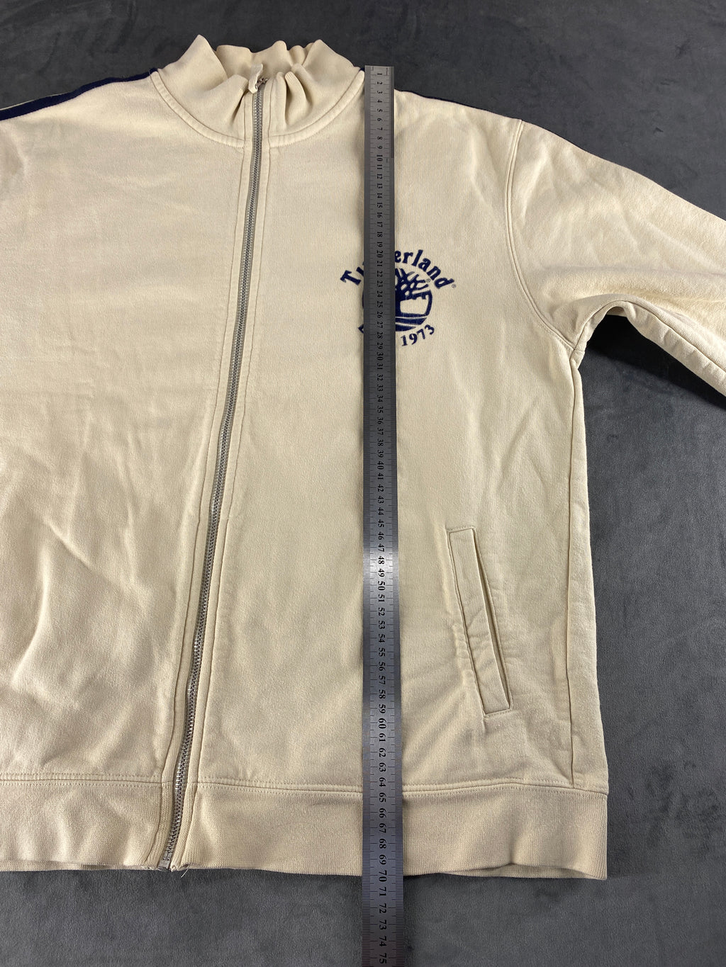 Felpa full-zip Timberland panna vintage – Uomo Taglia XL
