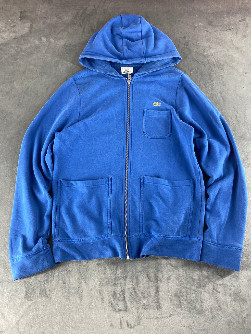 Felpa con cappuccio full-zip Lacoste blu royal vintage – Uomo Taglia L