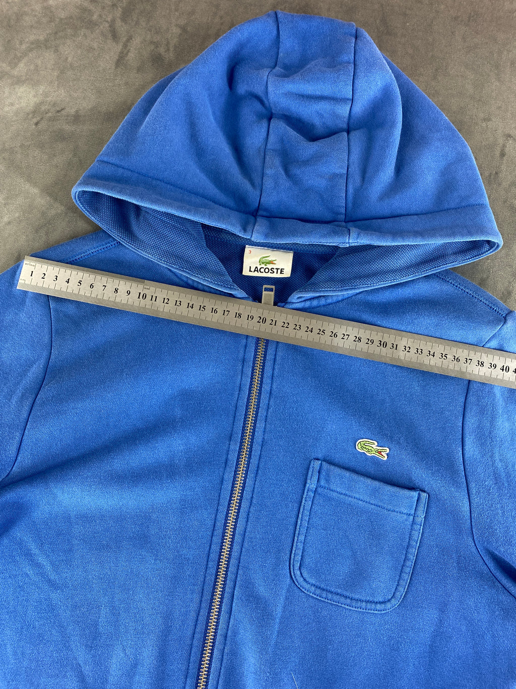 Felpa con cappuccio full-zip Lacoste blu royal vintage – Uomo Taglia L