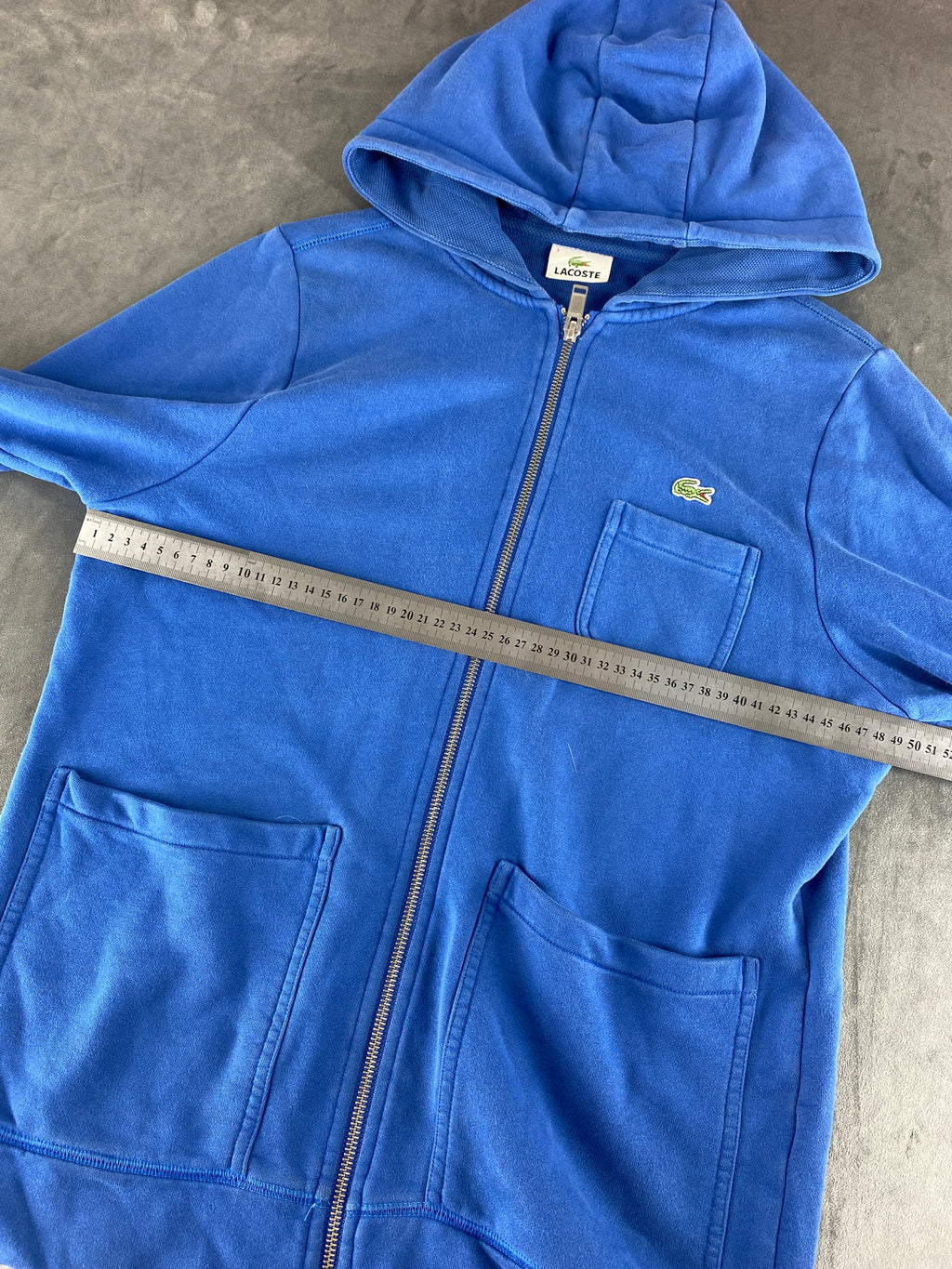 Felpa con cappuccio full-zip Lacoste blu royal vintage – Uomo Taglia L