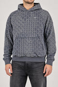 Felpa con cappuccio Nike grigia stampa geometrica vintage – Uomo Taglia XL
