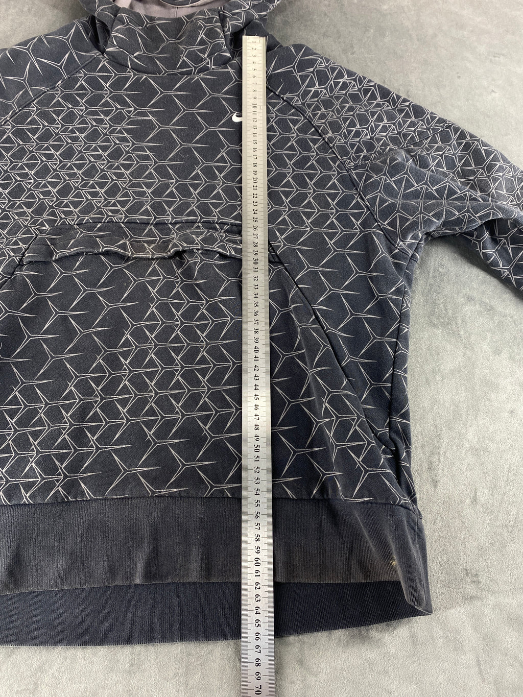 Felpa con cappuccio Nike grigia stampa geometrica vintage – Uomo Taglia XL