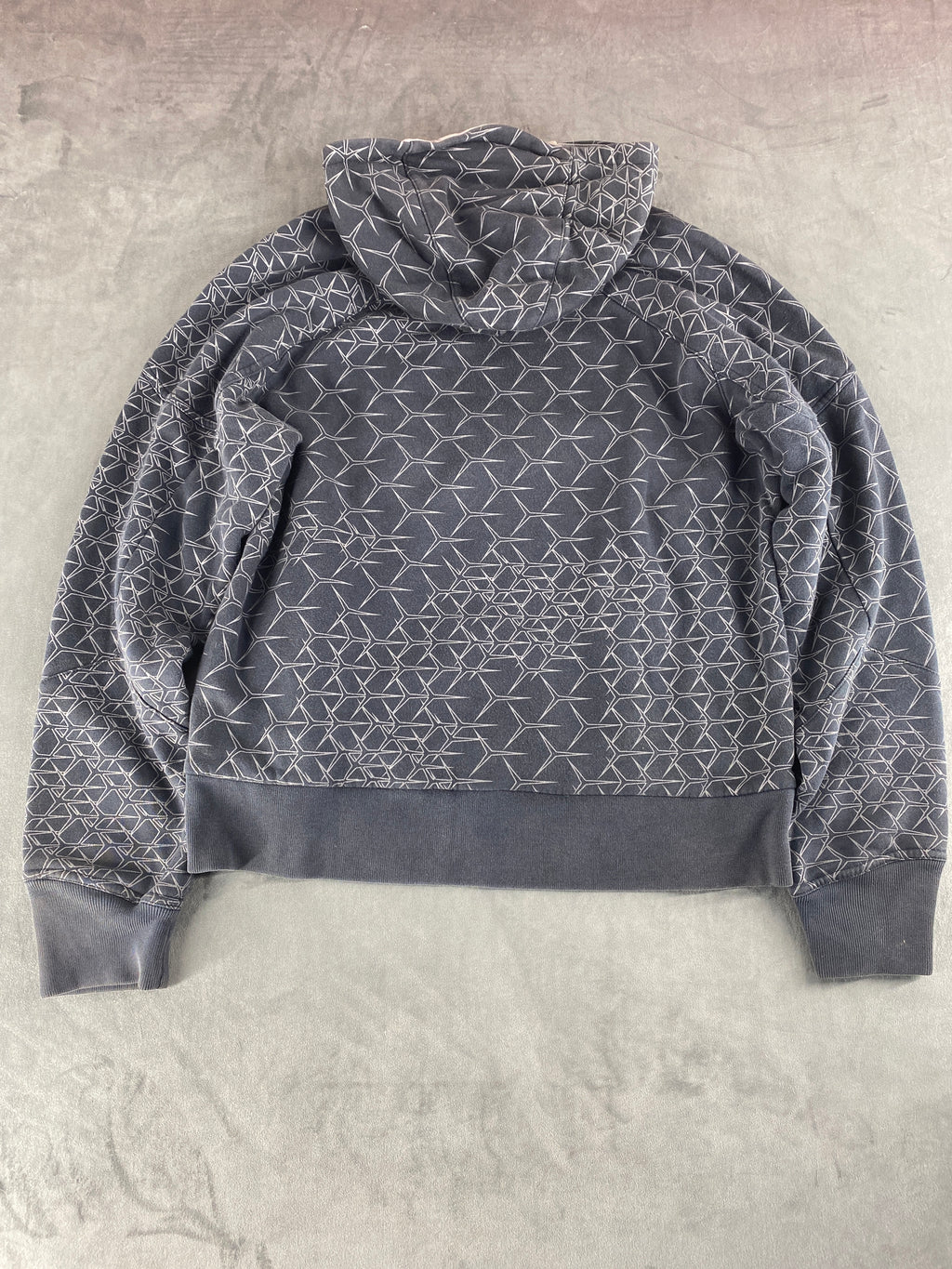 Felpa con cappuccio Nike grigia stampa geometrica vintage – Uomo Taglia XL