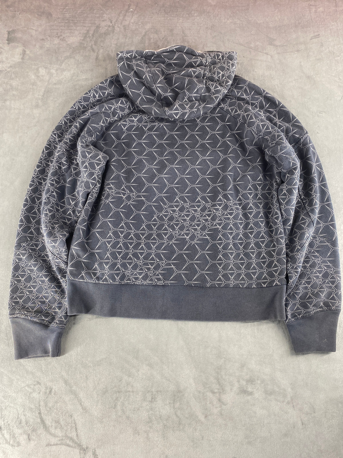 Felpa con cappuccio Nike grigia stampa geometrica vintage – Uomo Taglia XL