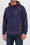 Giacca in pile con cappuccio Jack Wolfskin blu navy vintage – Uomo Taglia XL