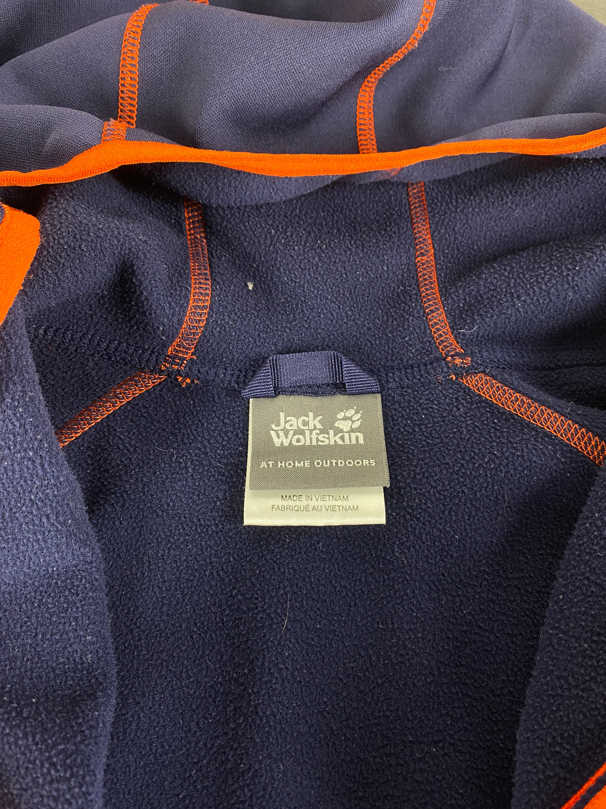 Giacca in pile con cappuccio Jack Wolfskin blu navy vintage – Uomo Taglia XL