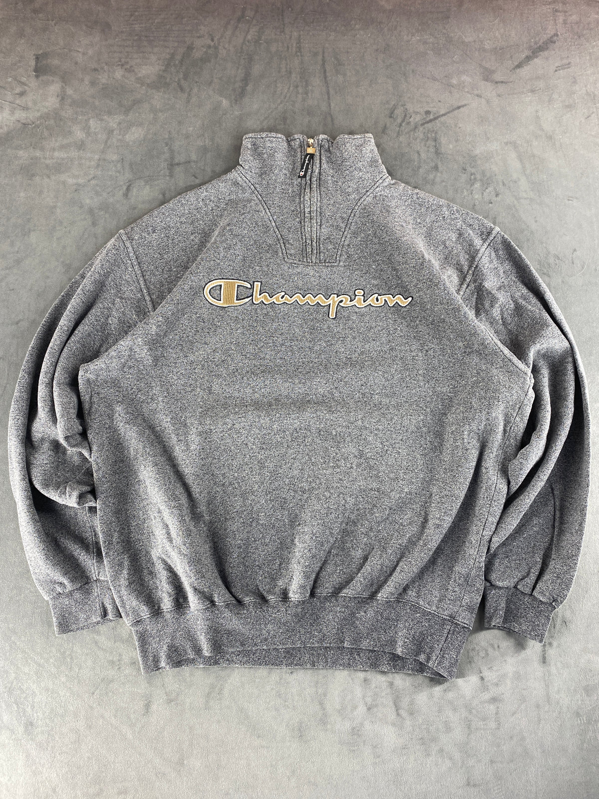 Felpa mezza zip Champion grigia vintage – Uomo Taglia XL