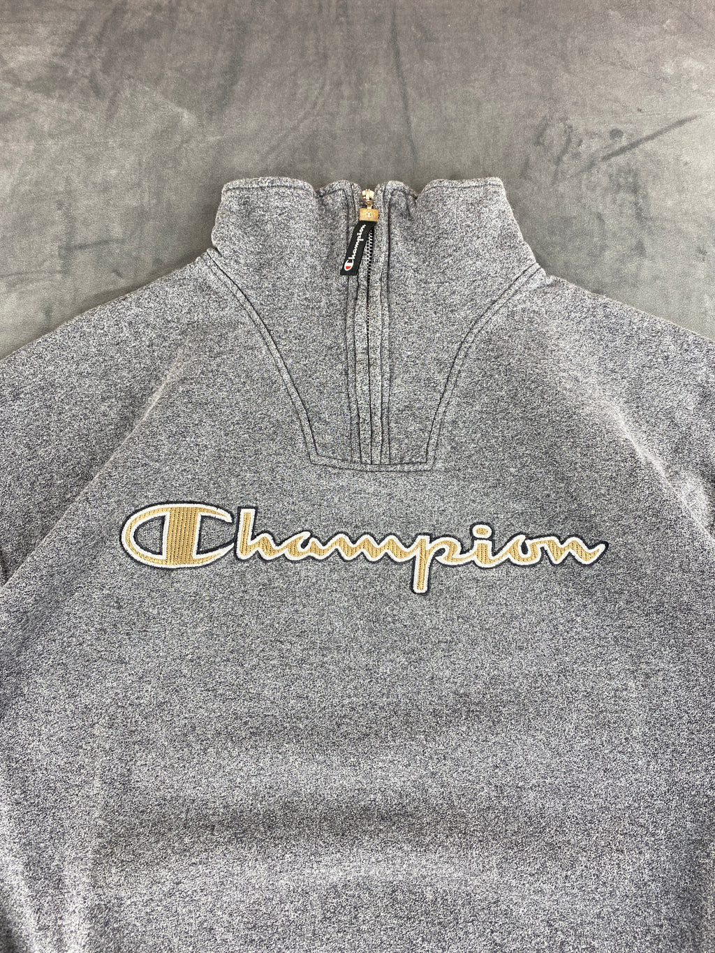 Felpa mezza zip Champion grigia vintage – Uomo Taglia XL