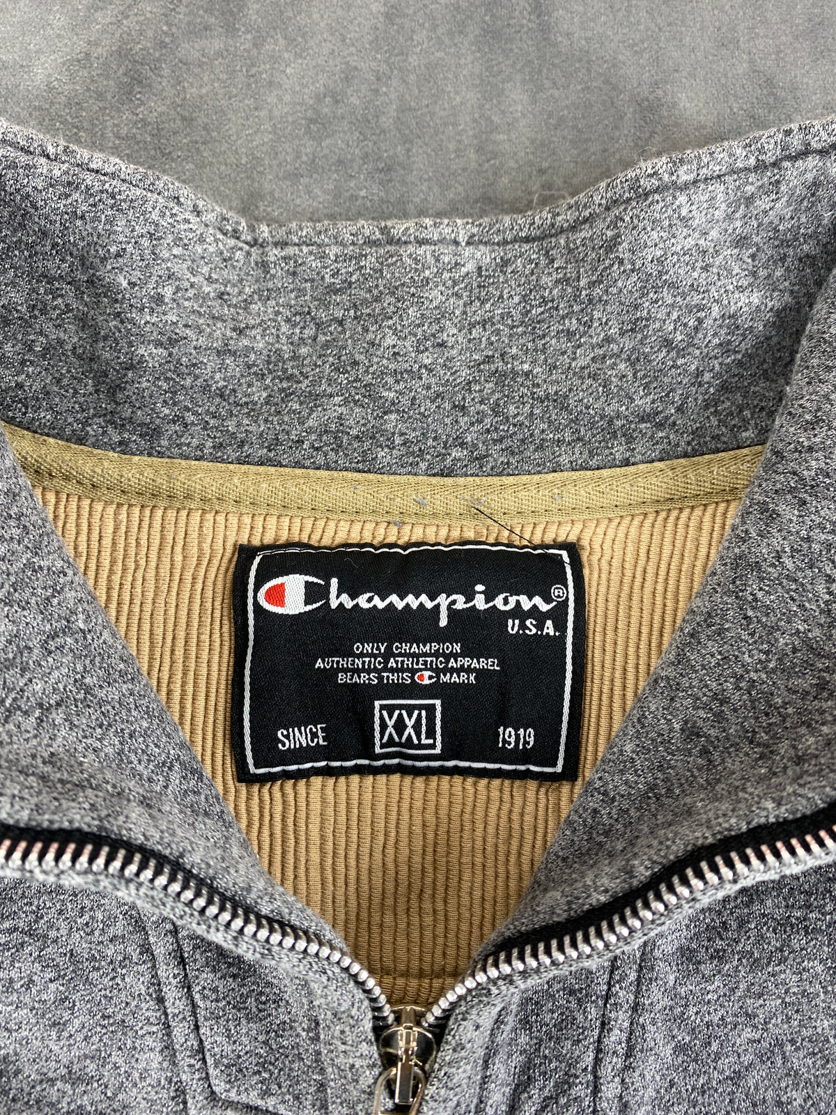Felpa mezza zip Champion grigia vintage – Uomo Taglia XL