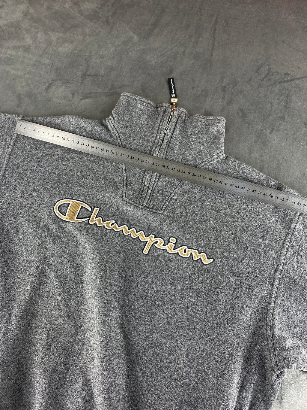 Felpa mezza zip Champion grigia vintage – Uomo Taglia XL