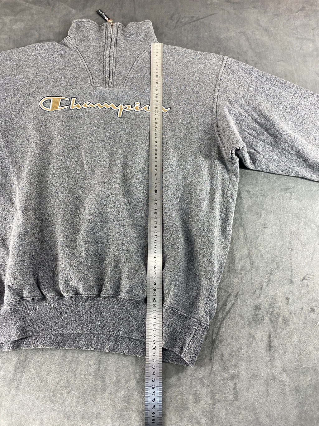 Felpa mezza zip Champion grigia vintage – Uomo Taglia XL
