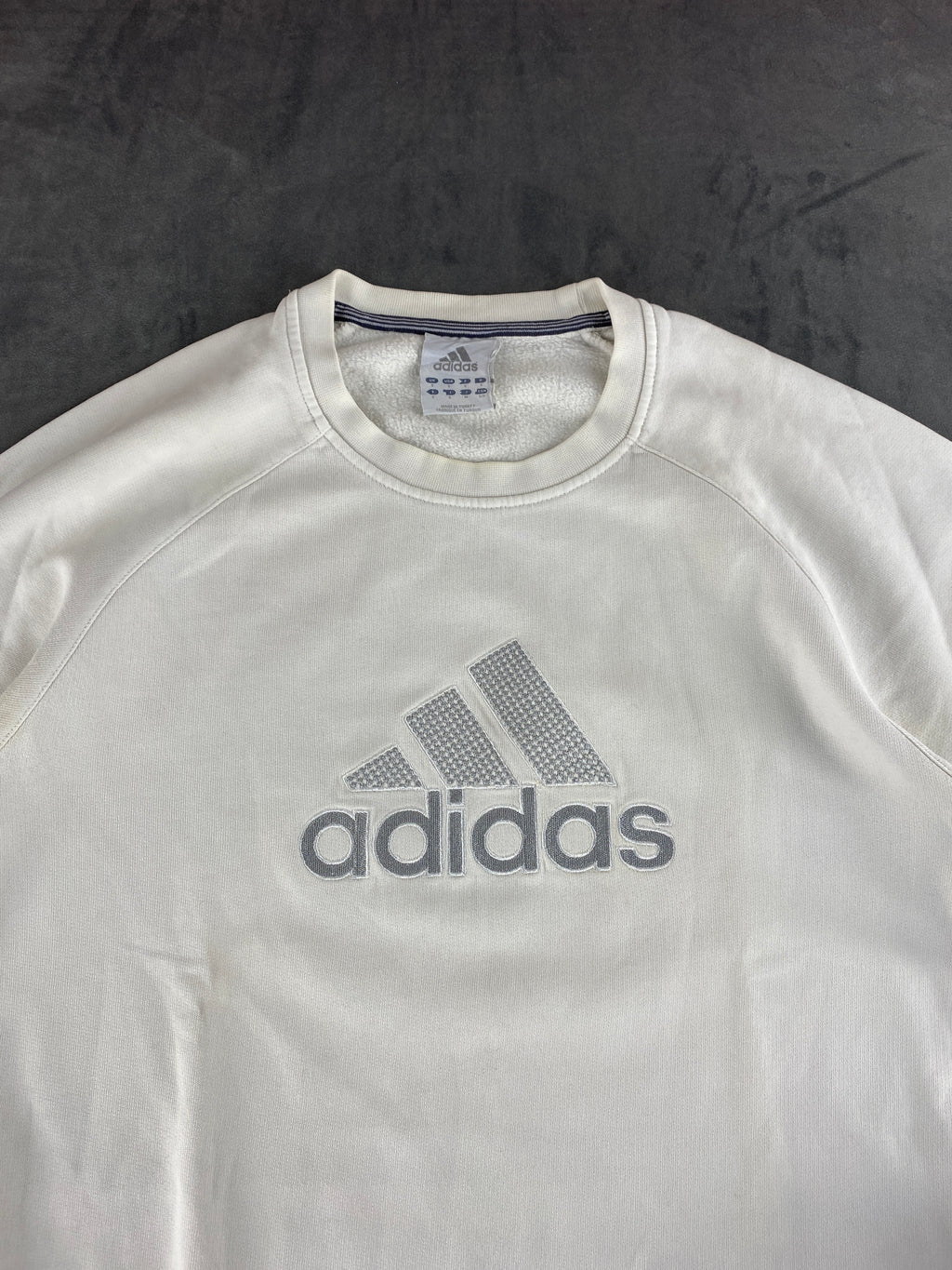 Felpa girocollo Adidas panna logo vintage – Uomo Taglia L