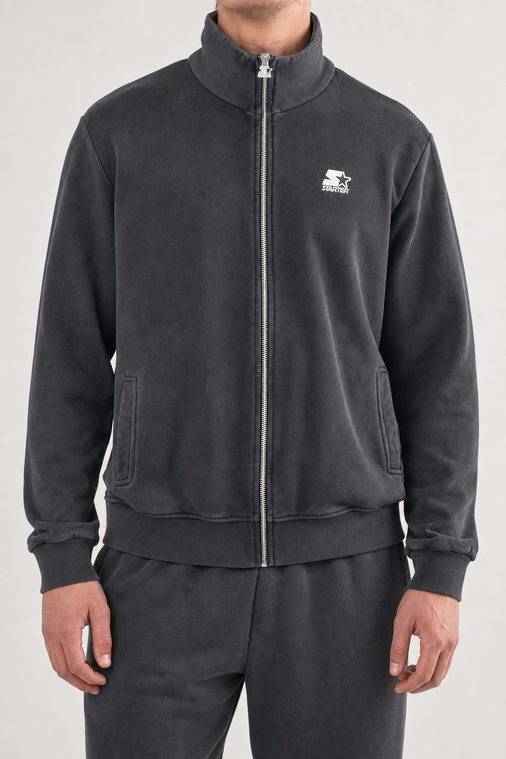 Felpa full-zip Starter nera collo alto vintage – Uomo Taglia XL