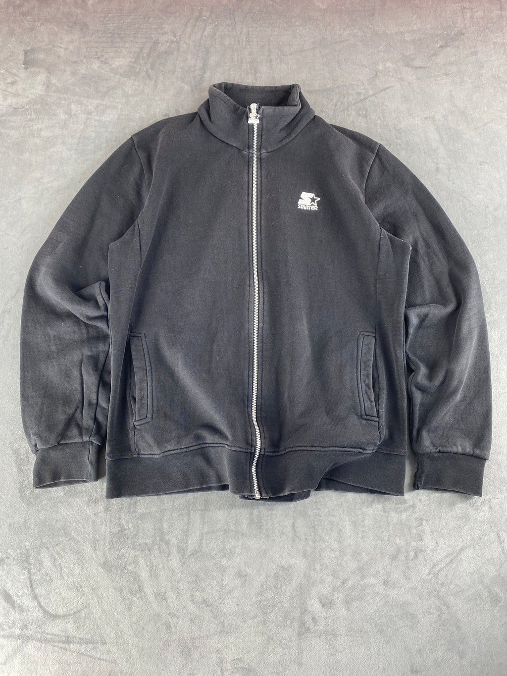 Felpa full-zip Starter nera collo alto vintage – Uomo Taglia XL