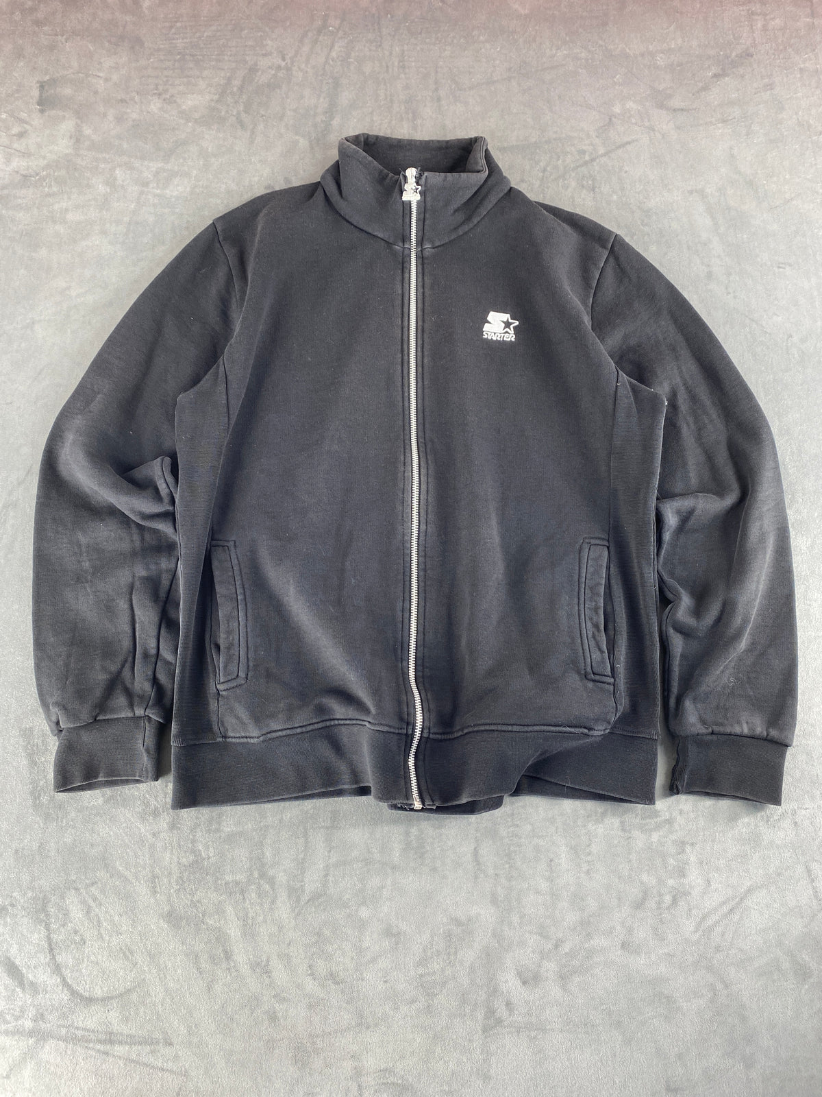 Felpa full-zip Starter nera collo alto vintage – Uomo Taglia XL