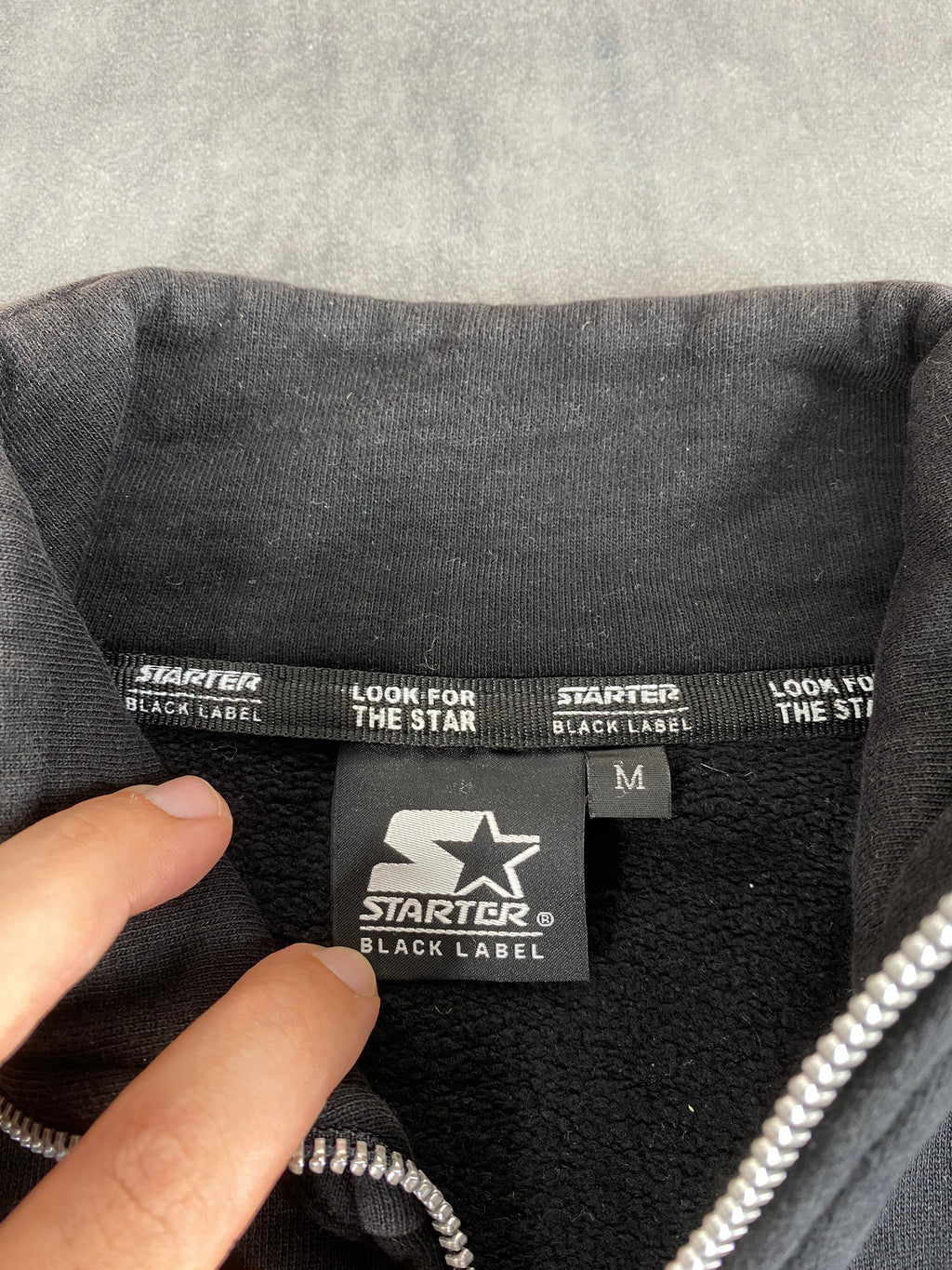 Felpa full-zip Starter nera collo alto vintage – Uomo Taglia XL