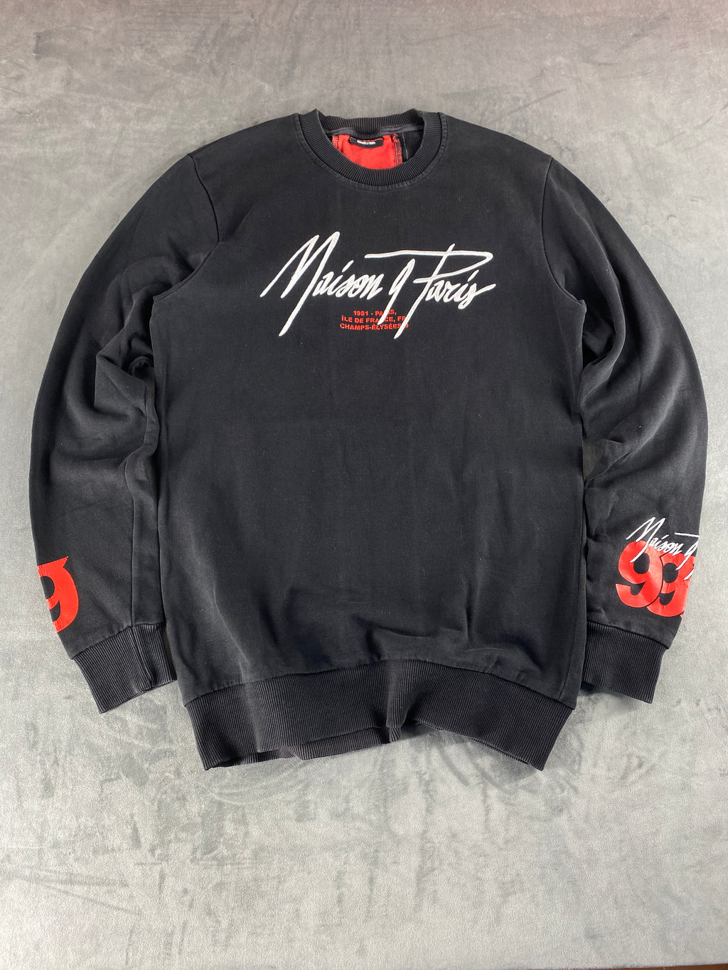 Felpa girocollo Maison 9 Paris nera vintage – Uomo Taglia L