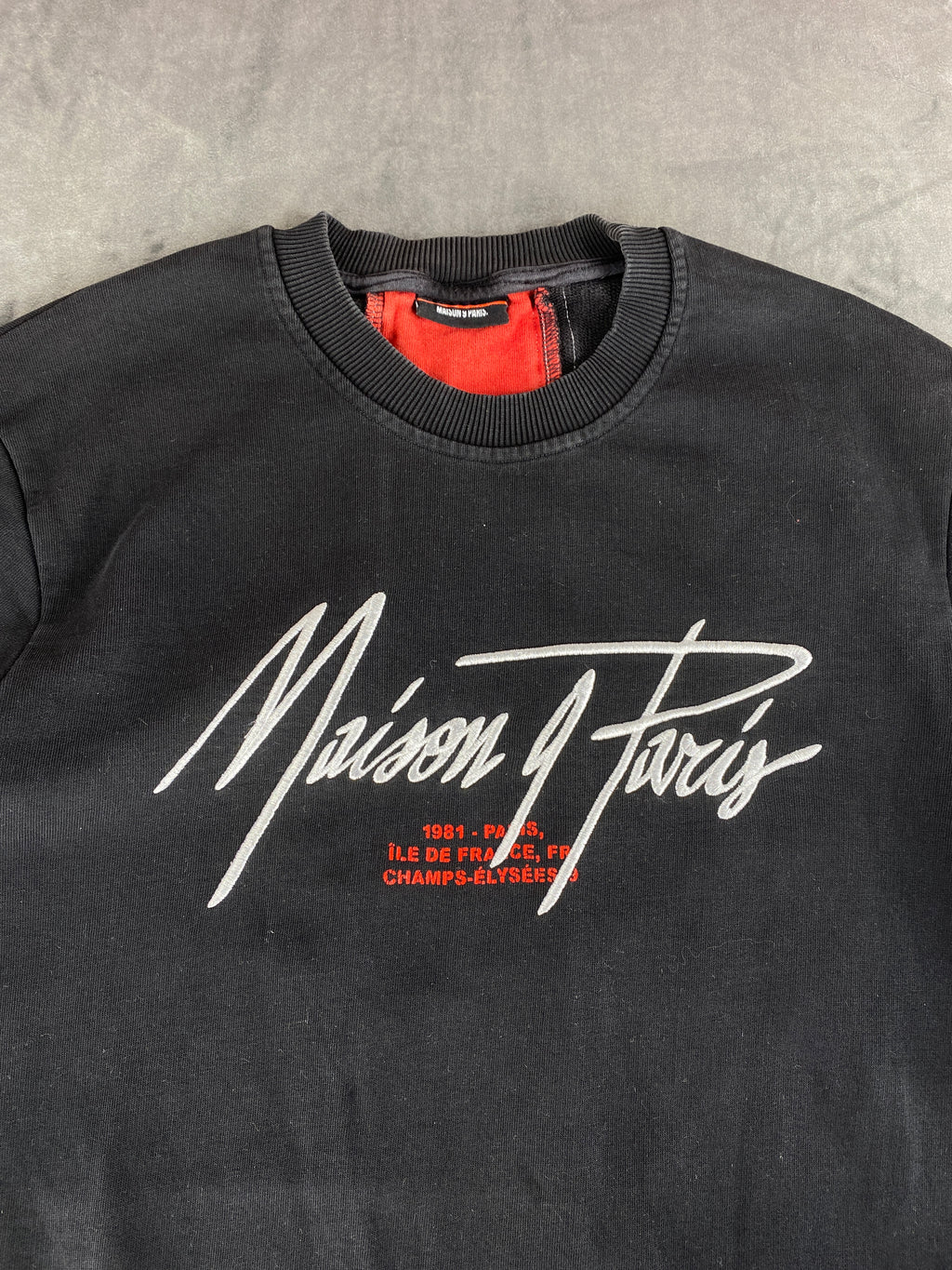 Felpa girocollo Maison 9 Paris nera vintage – Uomo Taglia L