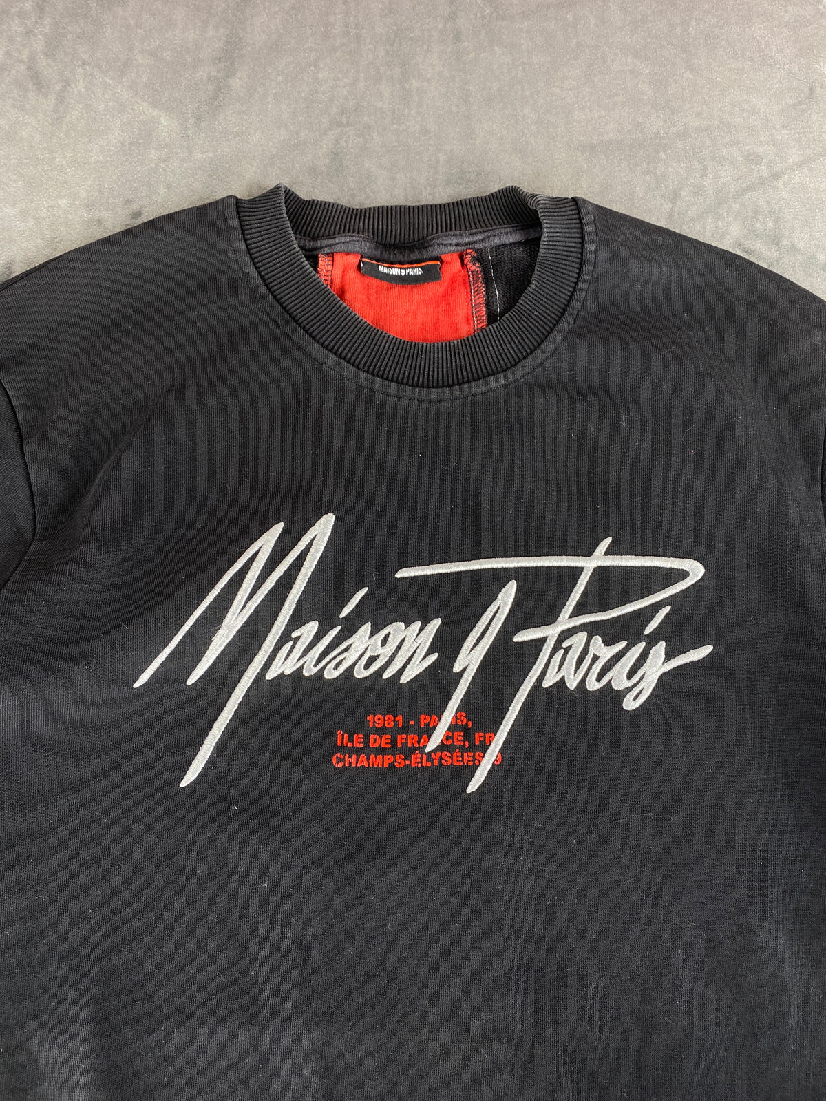 Felpa girocollo Maison 9 Paris nera vintage – Uomo Taglia L