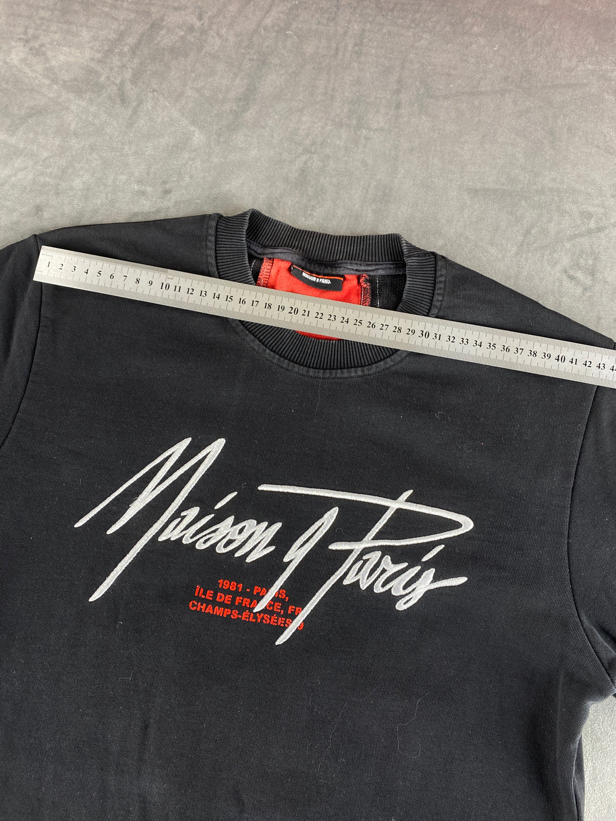 Felpa girocollo Maison 9 Paris nera vintage – Uomo Taglia L