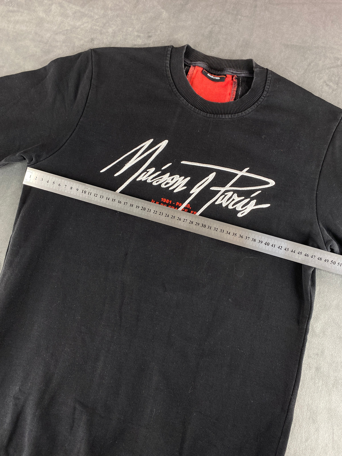 Felpa girocollo Maison 9 Paris nera vintage – Uomo Taglia L