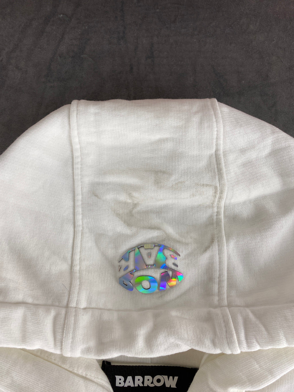 Felpa con cappuccio Barrow bianca smiley vintage – Uomo Taglia L