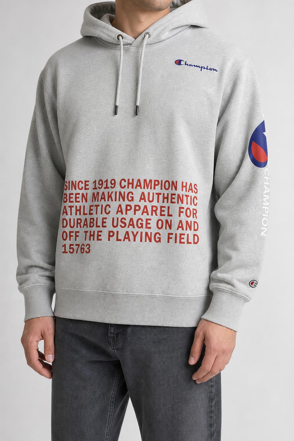 Felpa con cappuccio Champion grigia Since 1919 vintage – Uomo Taglia XL
