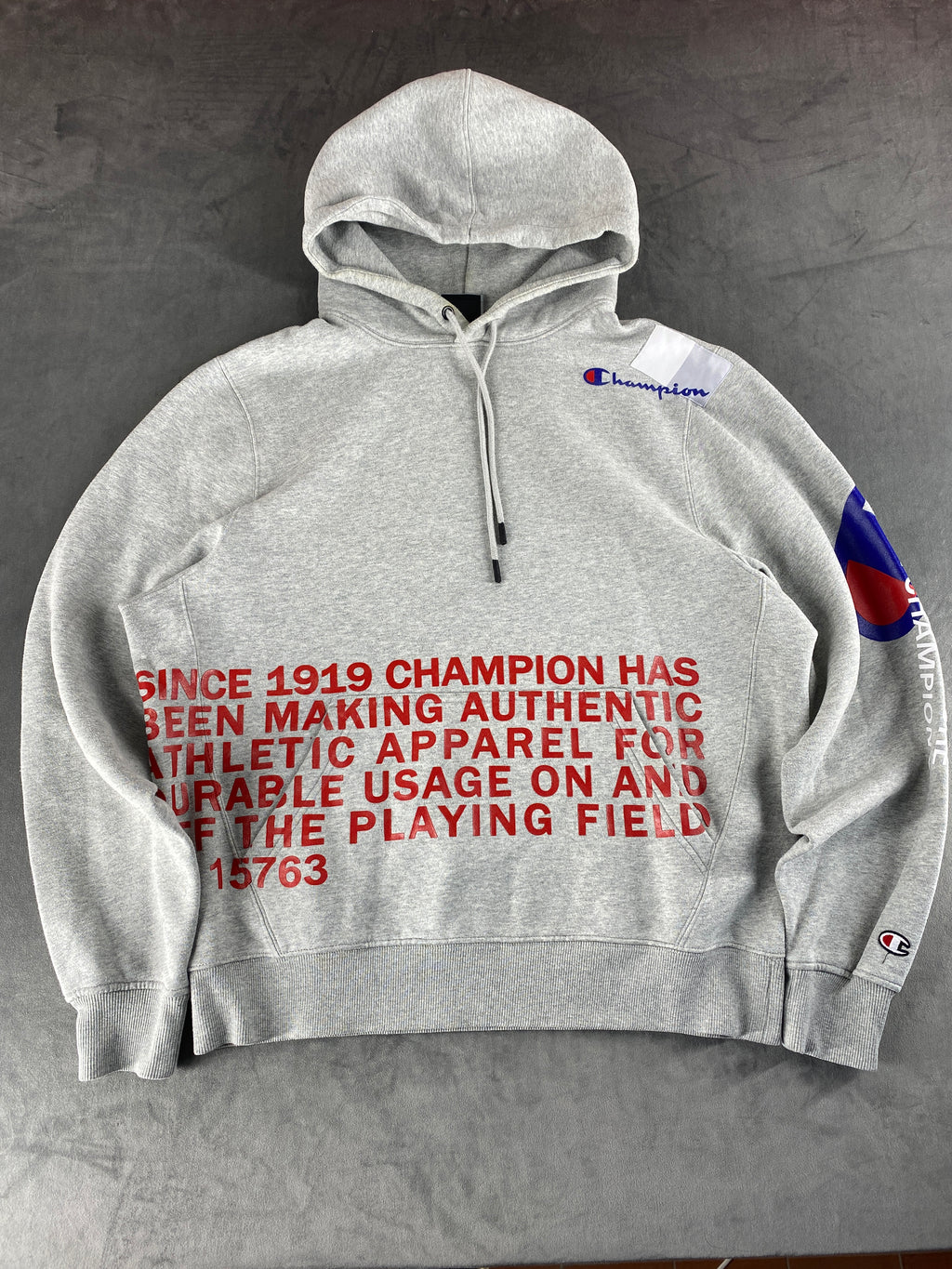 Felpa con cappuccio Champion grigia Since 1919 vintage – Uomo Taglia XL
