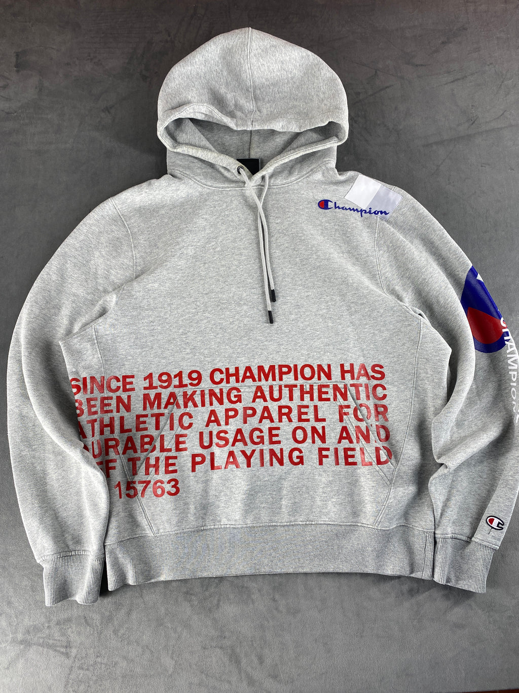 Felpa con cappuccio Champion grigia Since 1919 vintage – Uomo Taglia XL