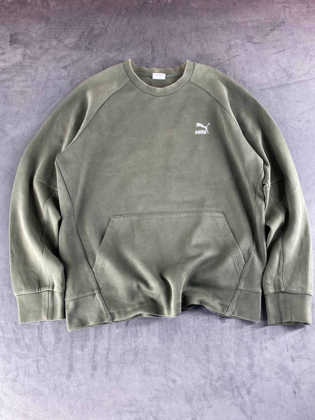 Felpa girocollo Puma verde militare vintage – Uomo Taglia XL