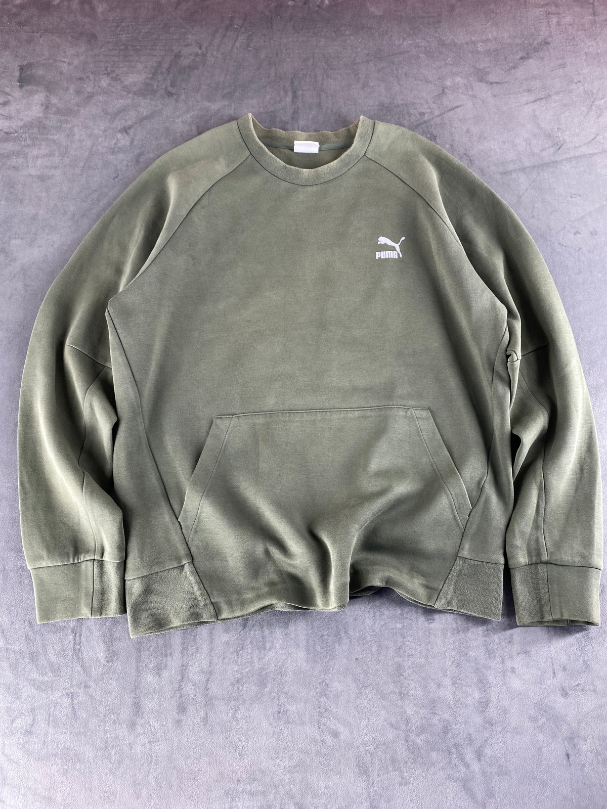 Felpa girocollo Puma verde militare vintage – Uomo Taglia XL