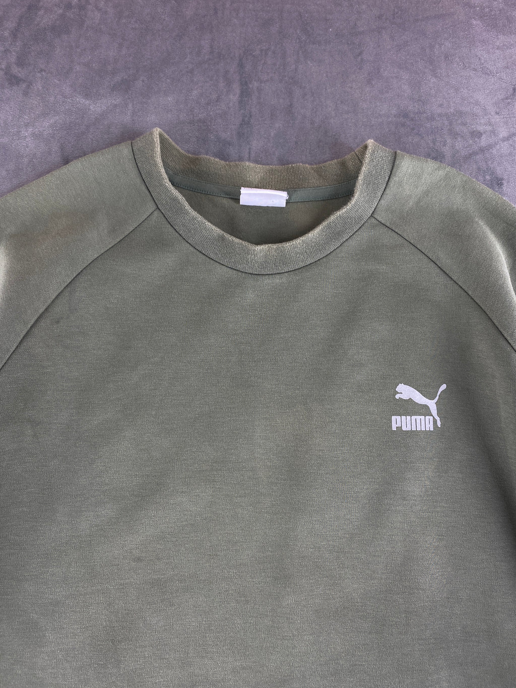Felpa girocollo Puma verde militare vintage – Uomo Taglia XL