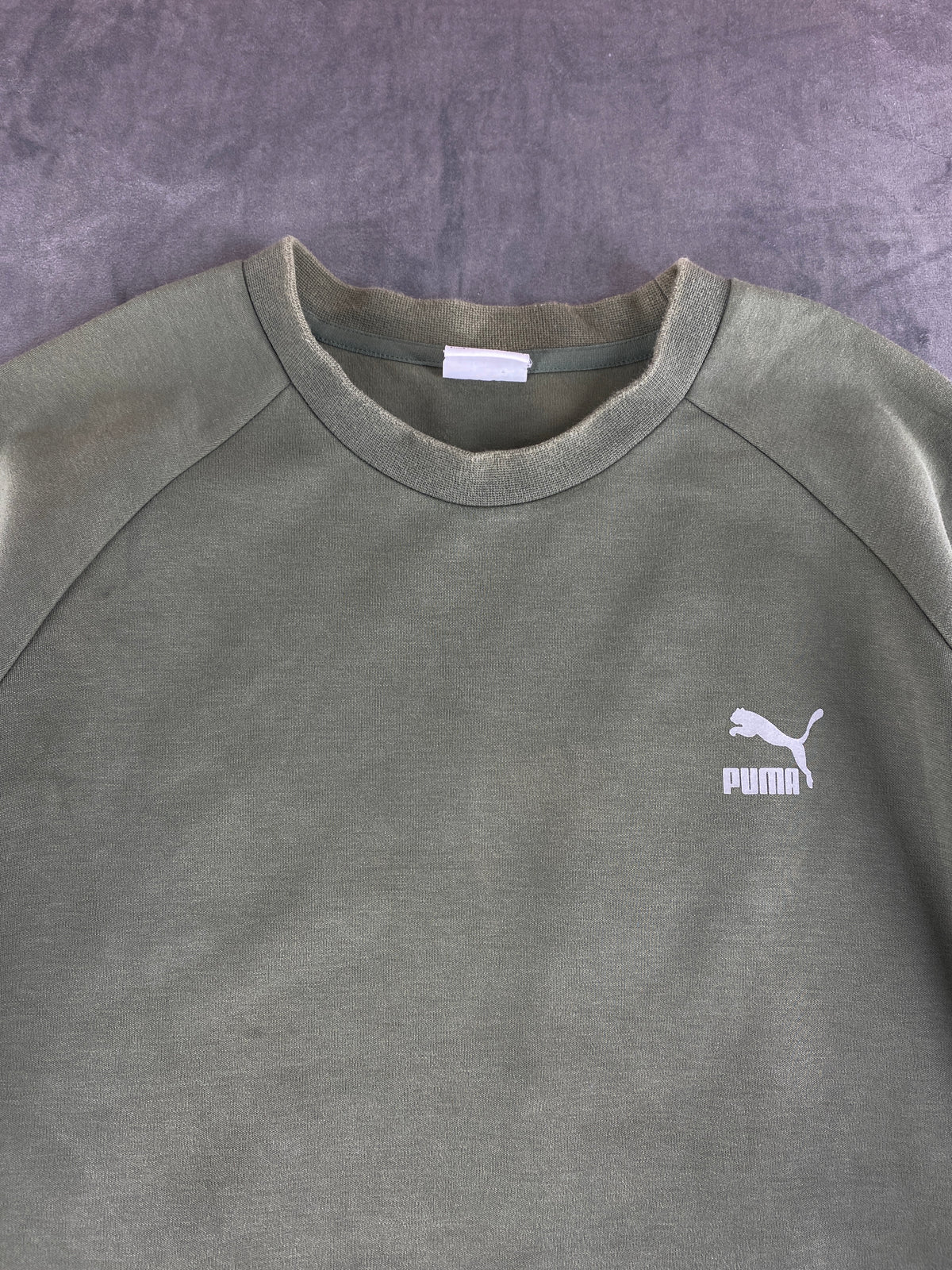Felpa girocollo Puma verde militare vintage – Uomo Taglia XL