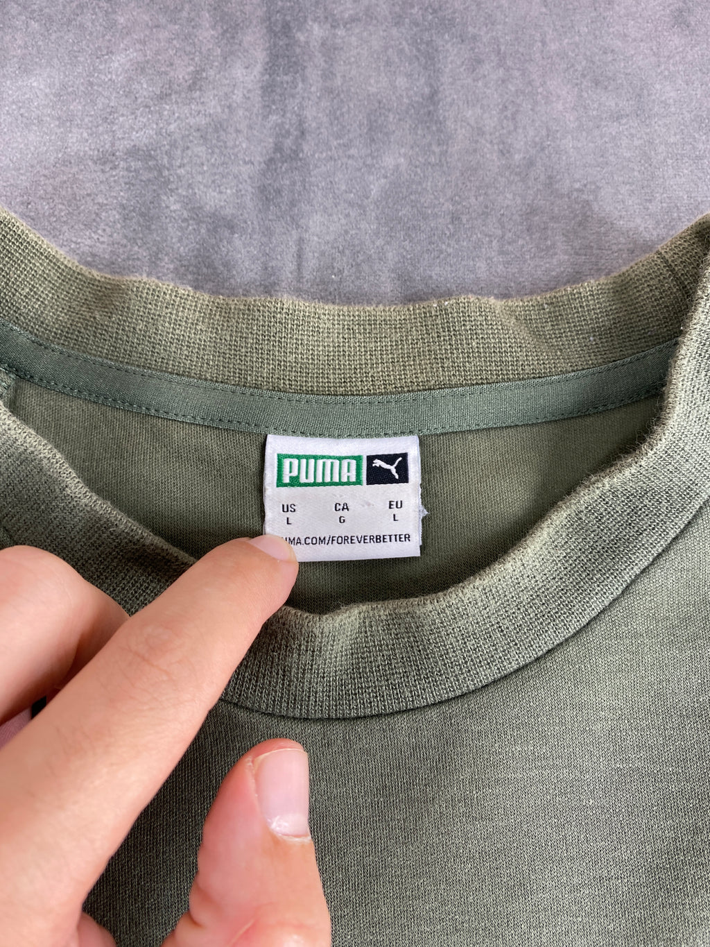Felpa girocollo Puma verde militare vintage – Uomo Taglia XL