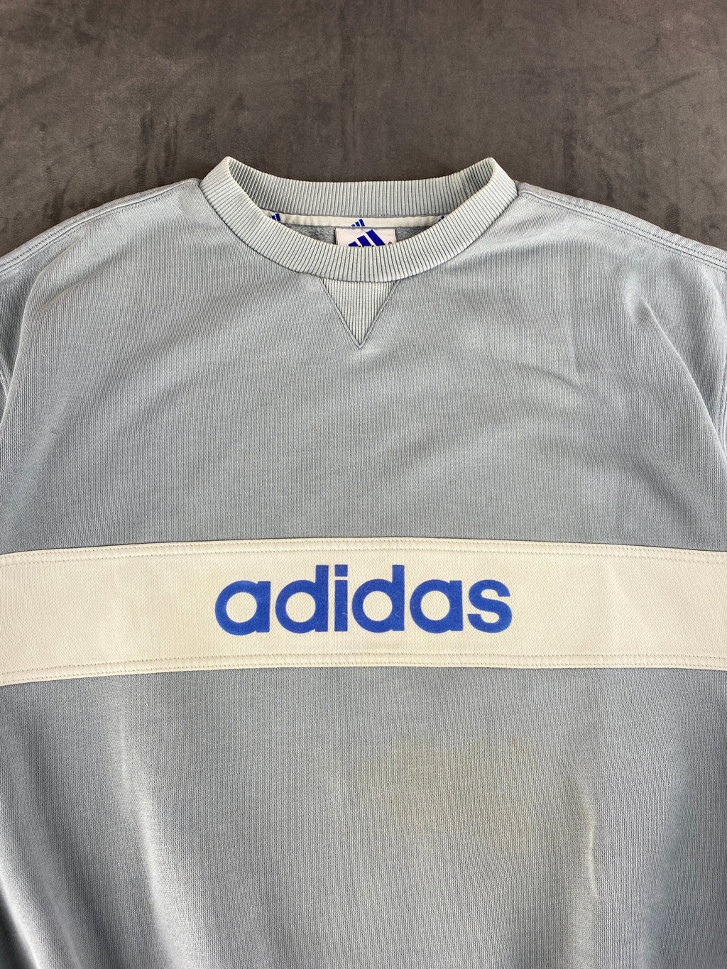 Felpa girocollo Adidas azzurra vintage anni '90 – Uomo Taglia XL