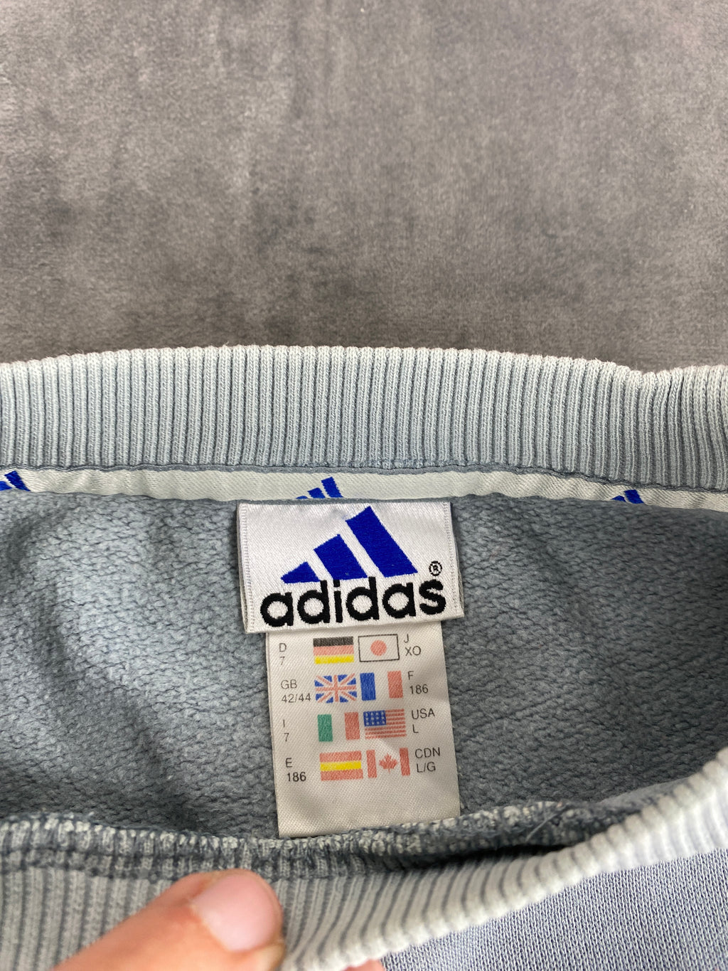Felpa girocollo Adidas azzurra vintage anni '90 – Uomo Taglia XL