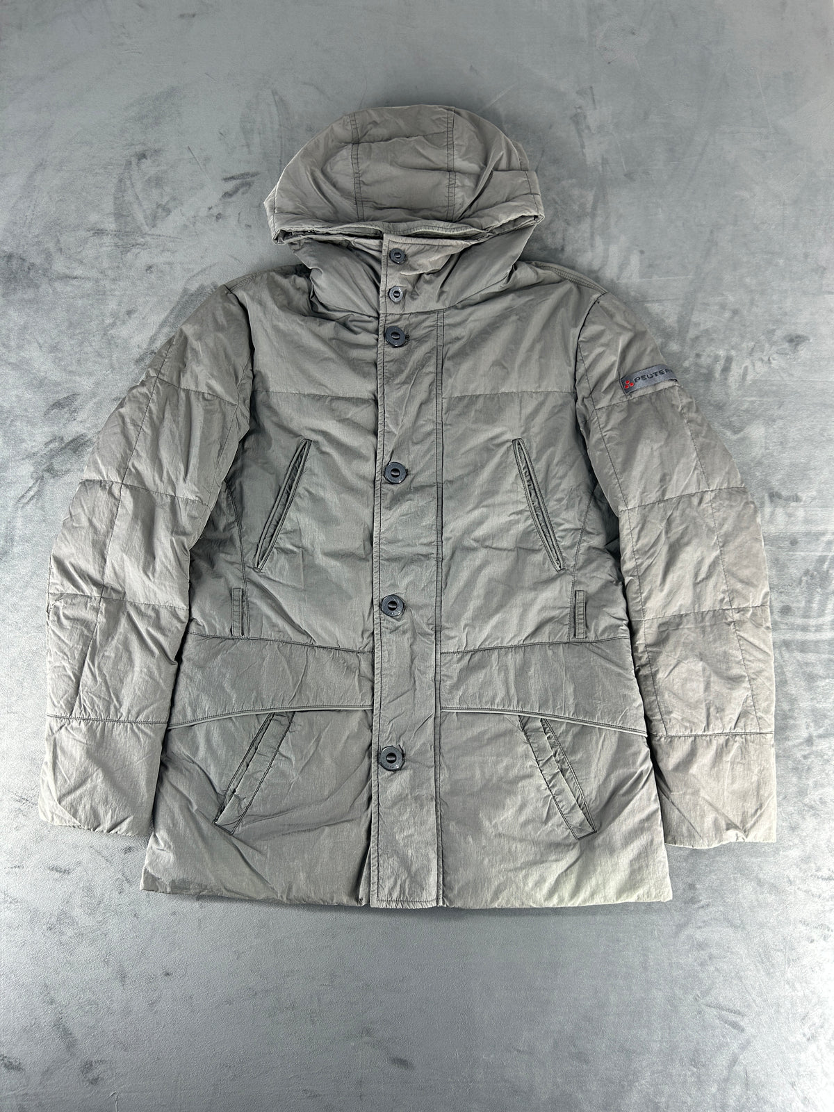 Giacca imbottita Peuterey con cappuccio grigia vintage – Donna Taglia M