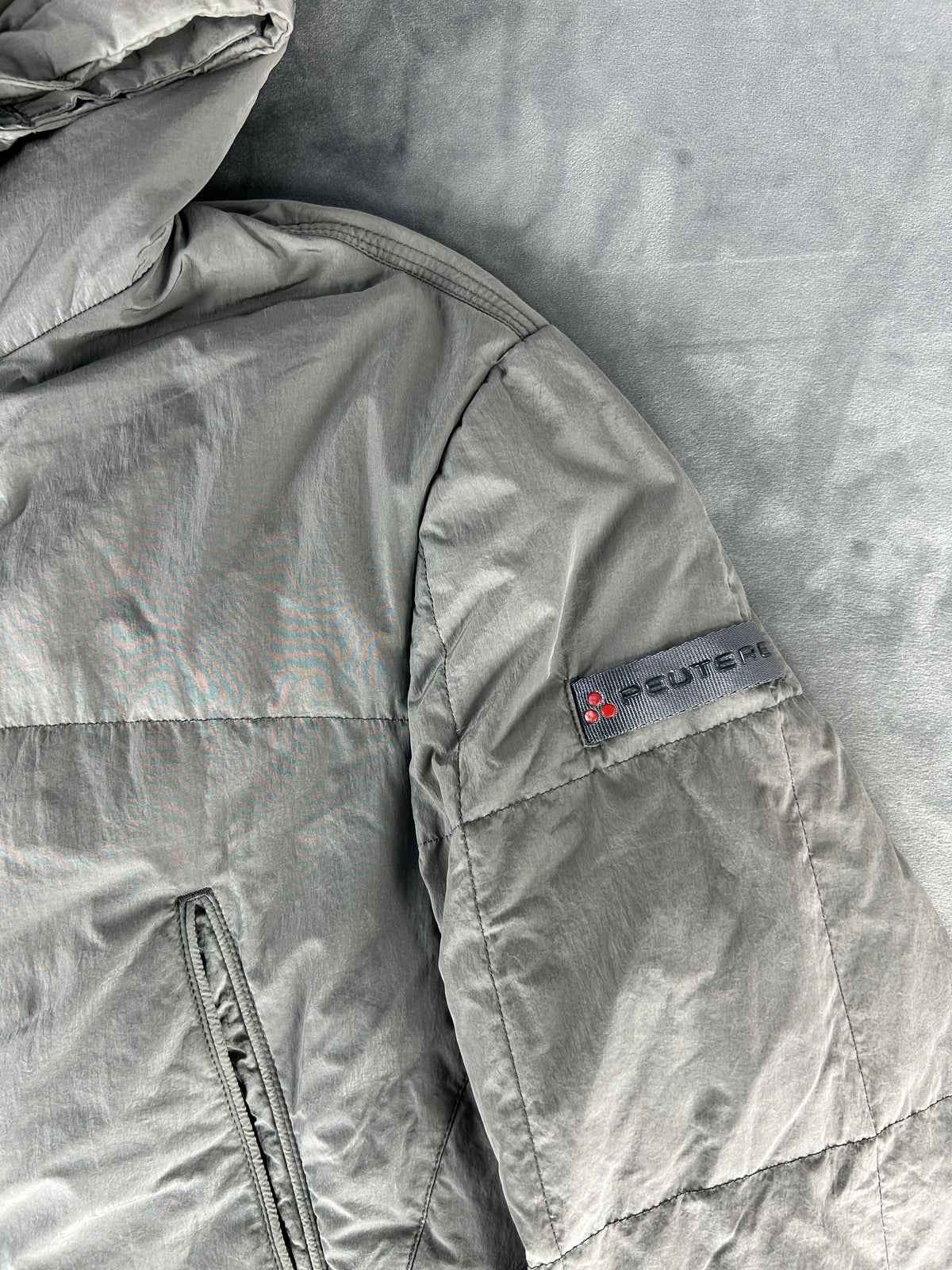 Giacca imbottita Peuterey con cappuccio grigia vintage – Donna Taglia M